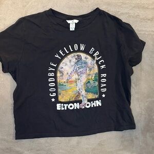 Elton John Cropped Black T-Shirt